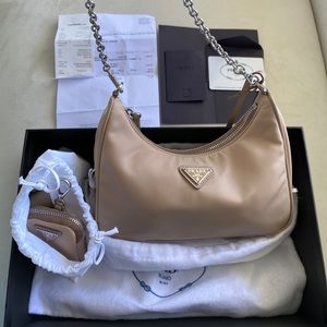 Prada Re-Edition 2005 Nylon Bag Beige
